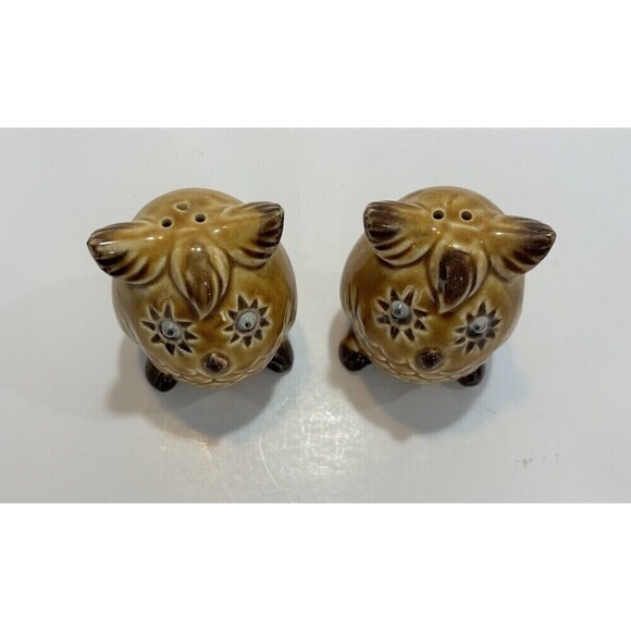 Vintage Salt and Pepper Shakers Ceramic Owls with Googly Eyes Made in Japan - Picture 4 of 10